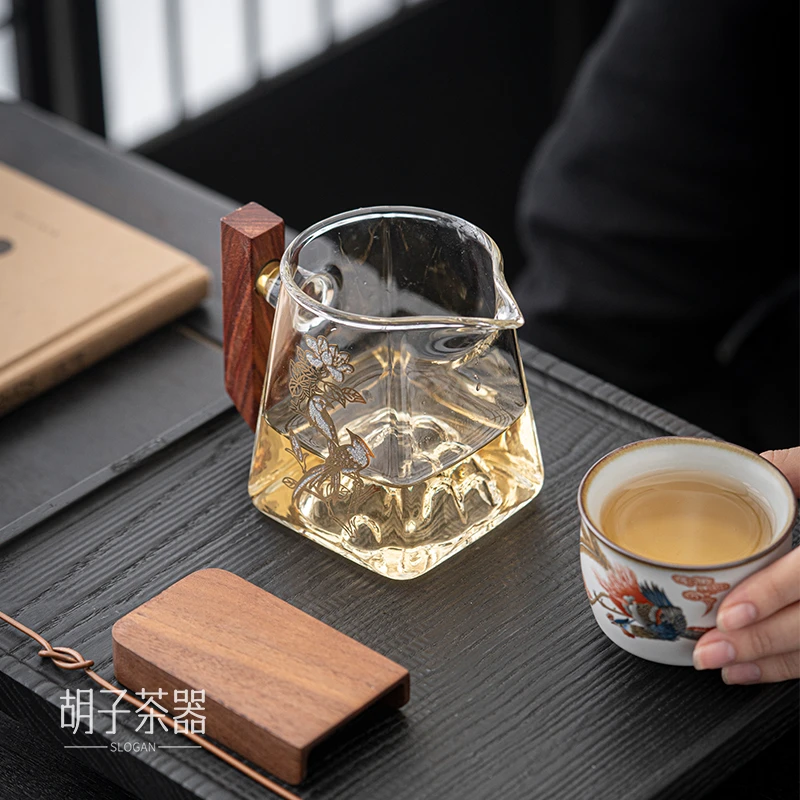 胡子 玻璃公道杯茶具观山茶海日式耐高温木把功夫泡茶分茶器 1944