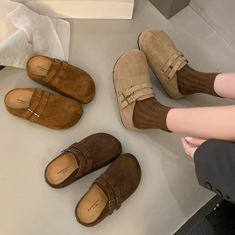 春夏季新款厚底搭扣包头勃肯拖鞋