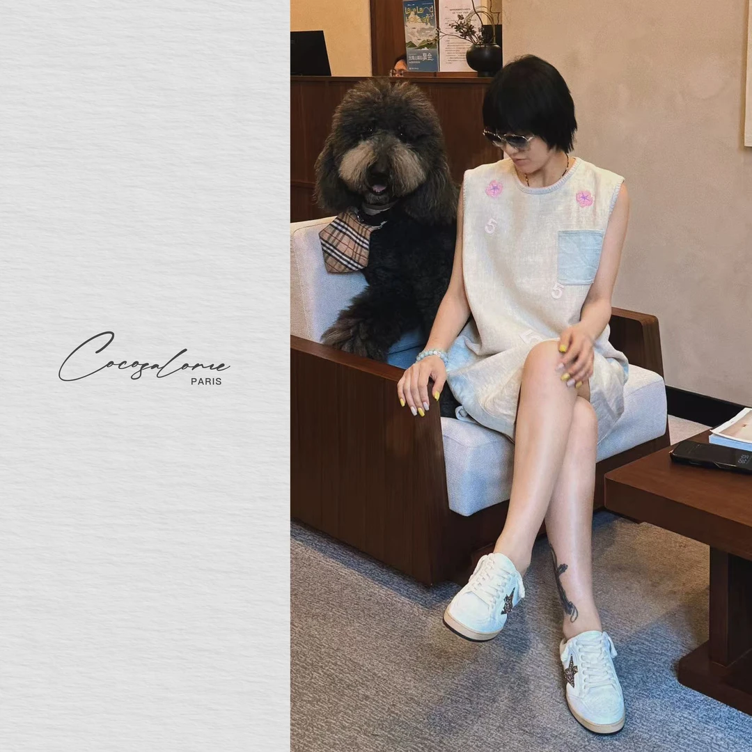 韩彬彬"若花流年"100亚麻欧若风聚会减龄时髦中长款裙子383N-12