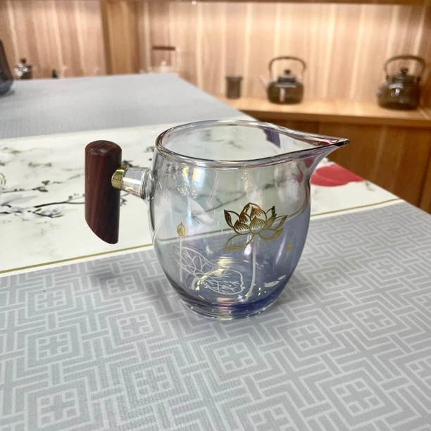 木把玻璃公道杯加厚耐热茶漏一体茶滤套装茶器茶具日式茶海公杯