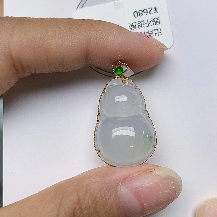 颈饰18K金镶嵌翡翠天然翡翠