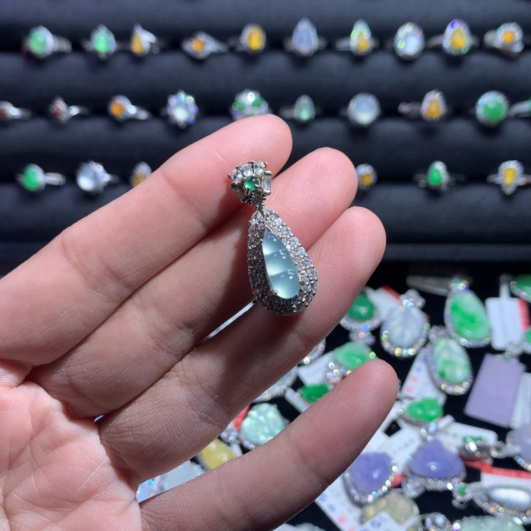 翡翠戒指银S925镶嵌?****?天然翡翠