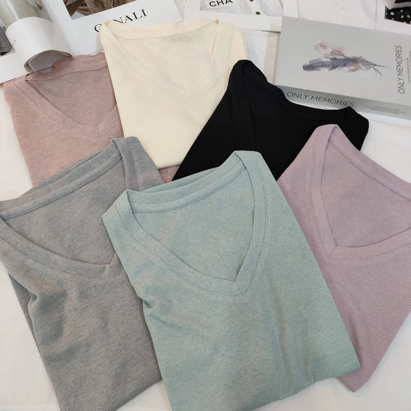 【思思精选】2025春夏季新款气质纯色V领时尚减龄针织衫S931#