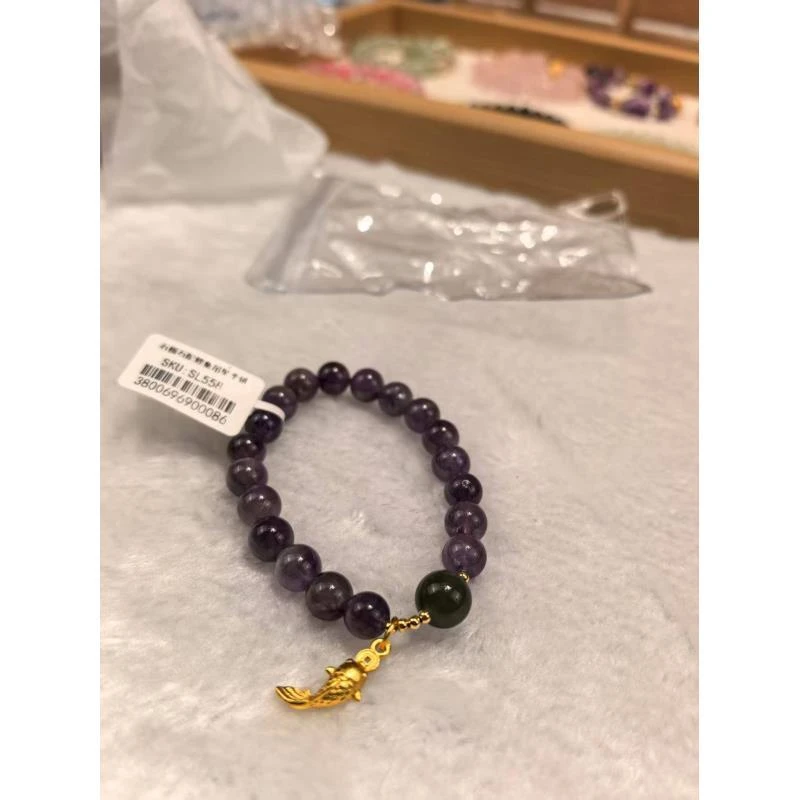 紫水晶配鲤鱼吊坠手链558