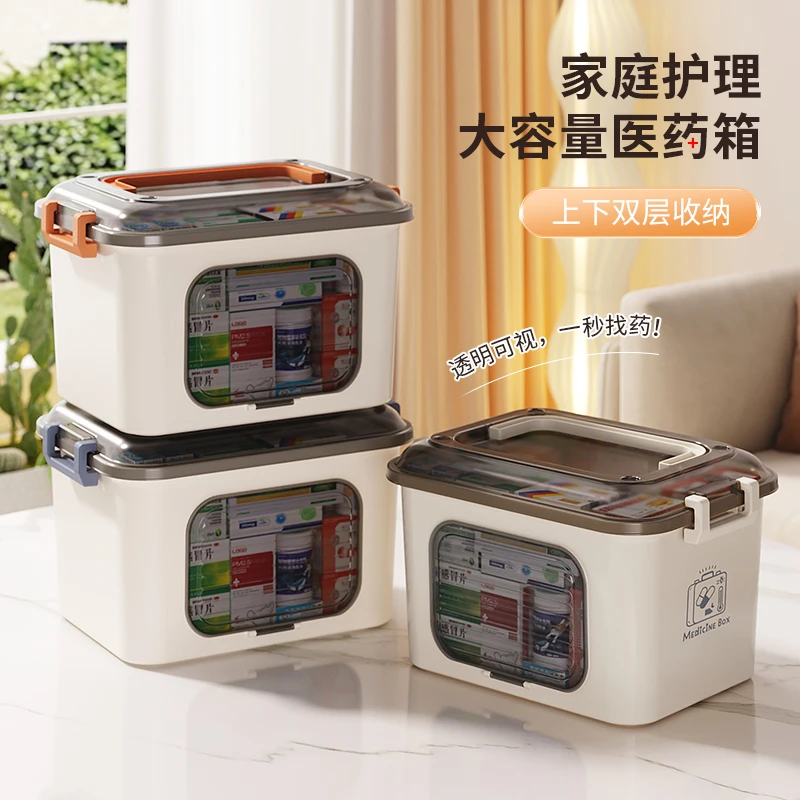 很想家超大号大容量多巴胺家用可视双层手提式家用药箱收纳盒