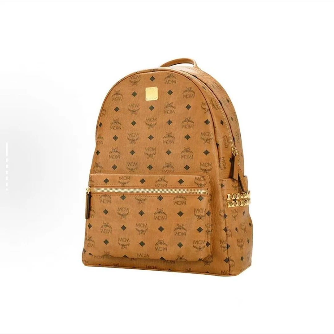 95新 MCM 双肩包中号干邑色/LZ00896