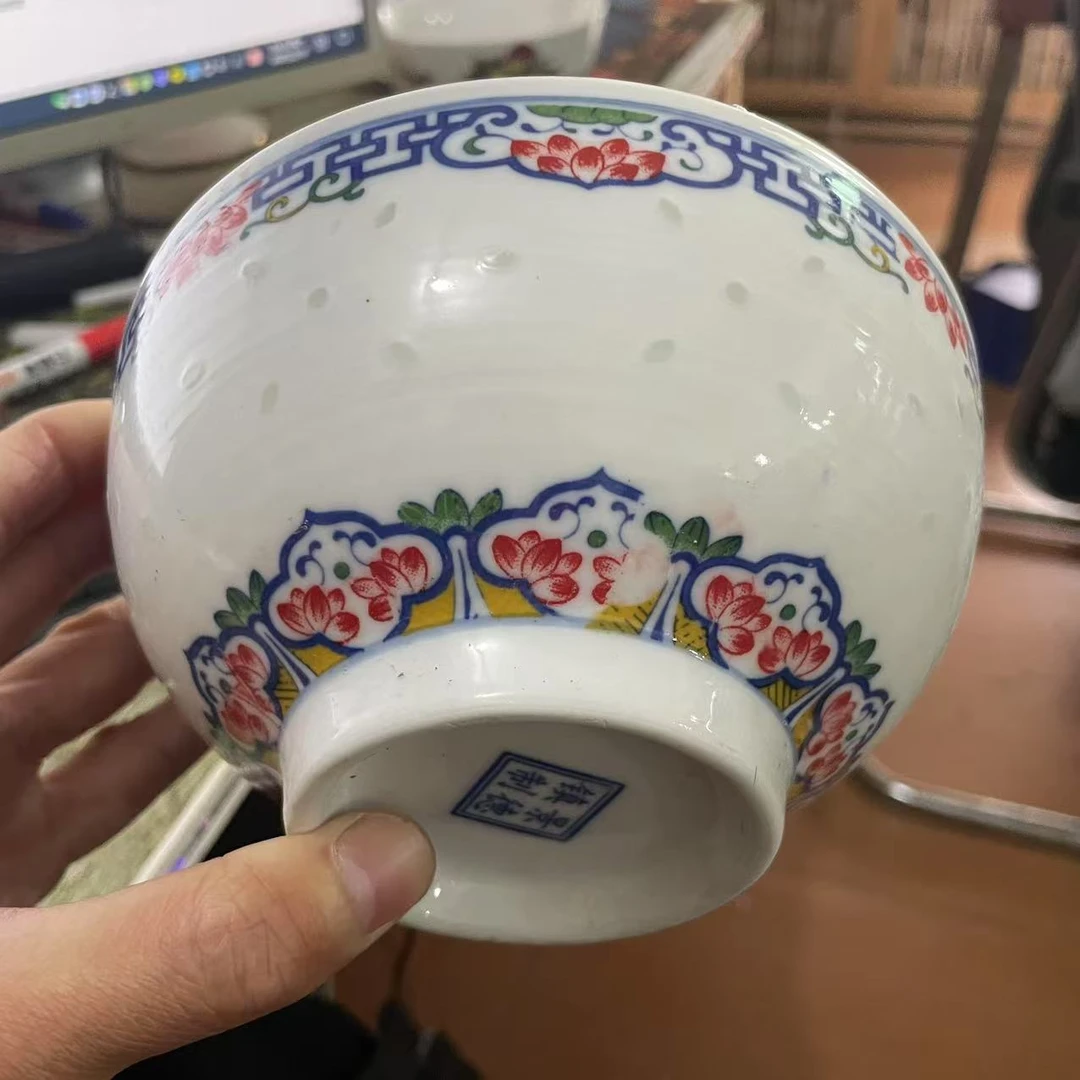 景德镇陶瓷6英寸釉下五彩玲珑碗
