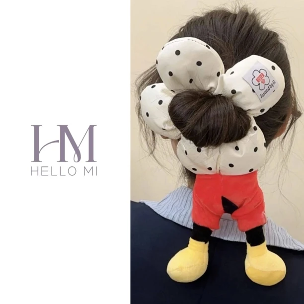 米奇花朵波点屁屁发圈大肠圈可爱毛绒丸子头公主落难扎头绳发饰女