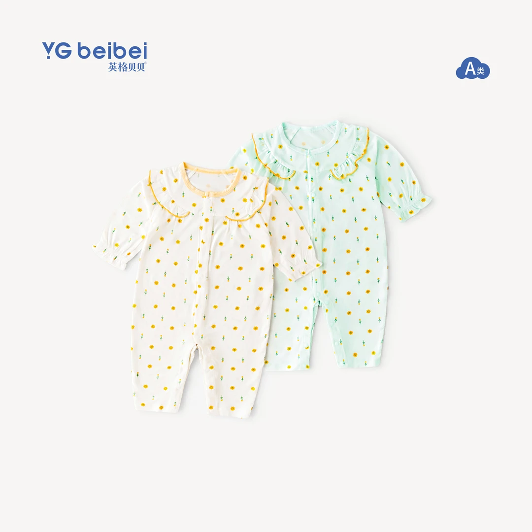 英格贝贝女宝宝空调服2025夏季新款哈衣薄款长袖连体衣婴儿爬爬服