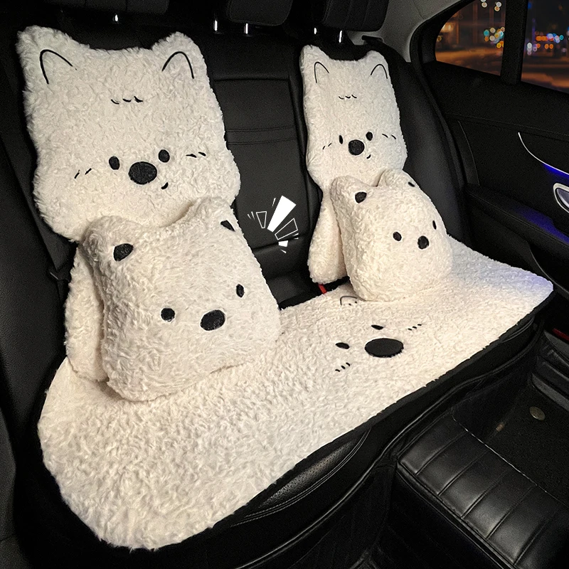 汽车坐垫冬季加厚长毛绒保暖女士车载座椅垫四季通用卡通可爱车垫
