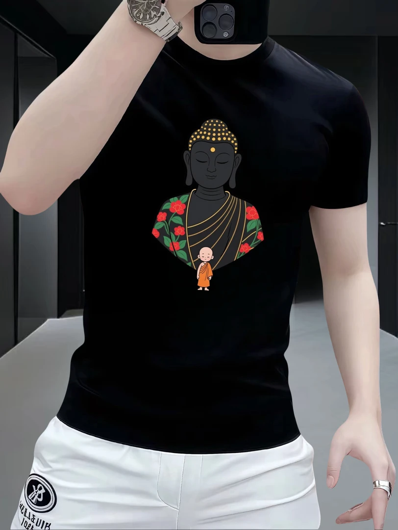 新款百搭潮牌T恤男重磅弹力短袖高街设计感修身痞帅半袖上衣体恤