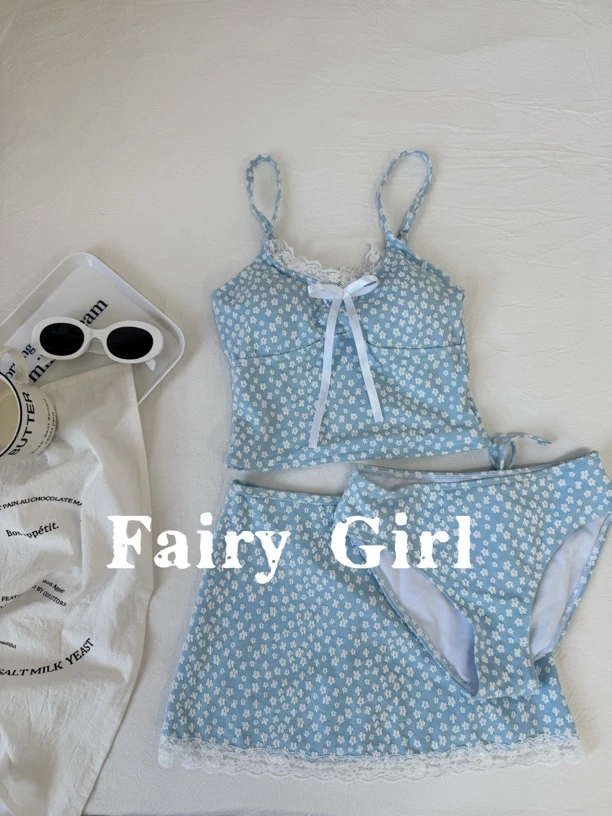 【气泡小碎花】分体绝美泳衣女高级感泡温泉纯欲性感海边度假泳装