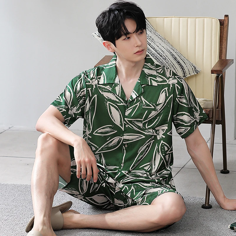 男士睡衣夏季短袖冰丝薄款休闲夏天高级感韩版可外穿家居服套装