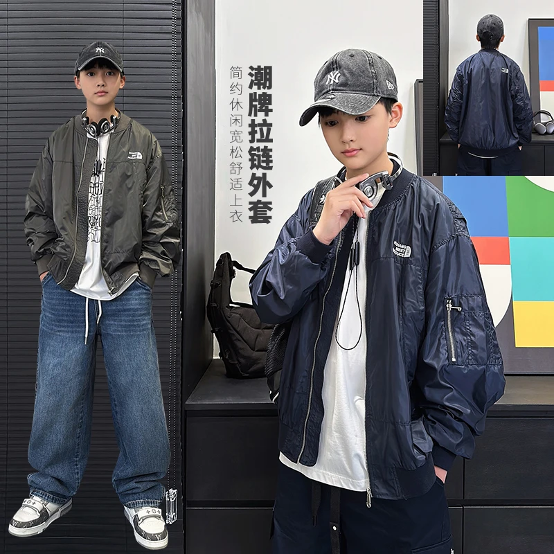 WT1503小赖家青少年2025春秋款外套中大童宽松国潮百搭时尚上衣