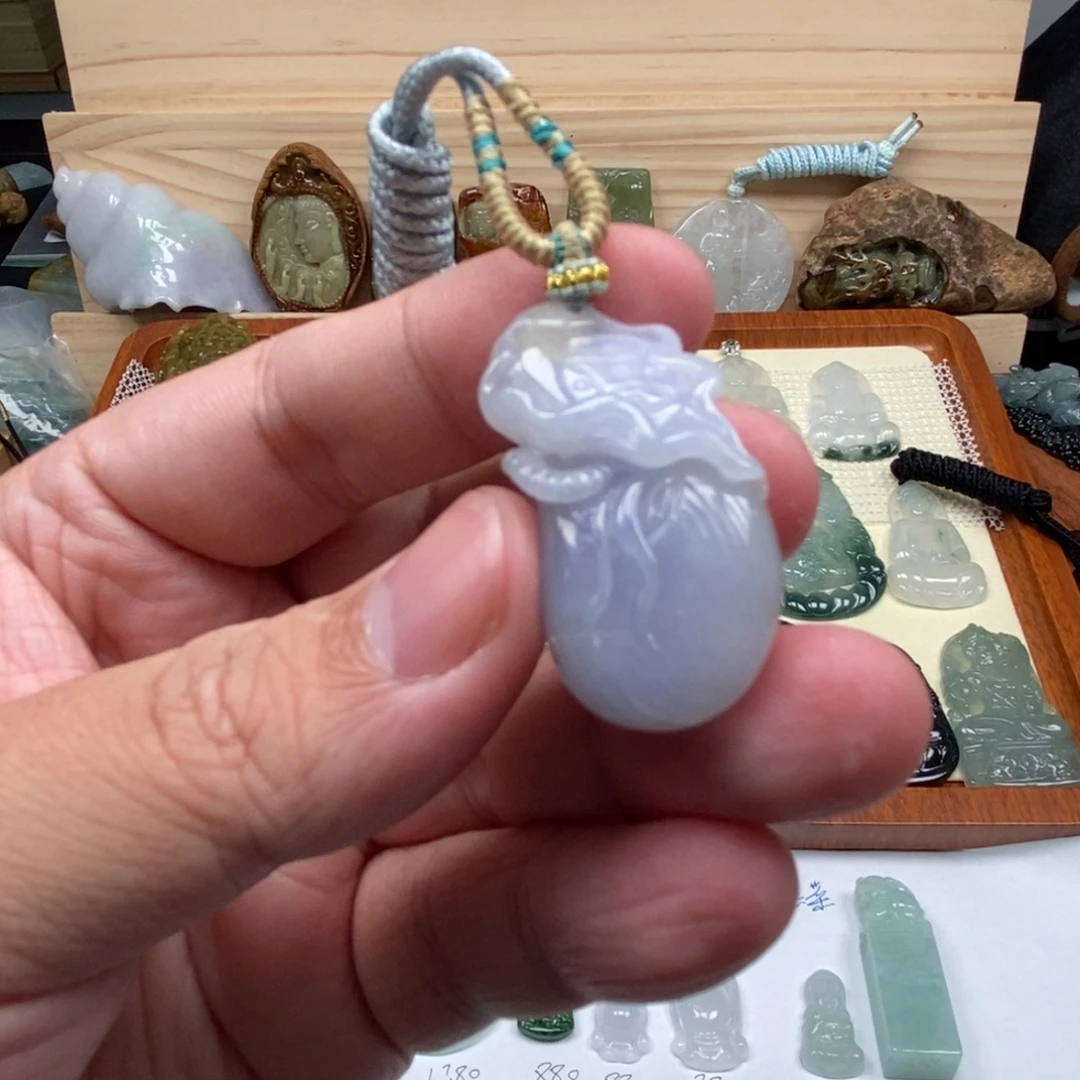 翡翠未镶嵌颈饰钱袋子 天然缅甸ａ货翡翠男女礼物高级感