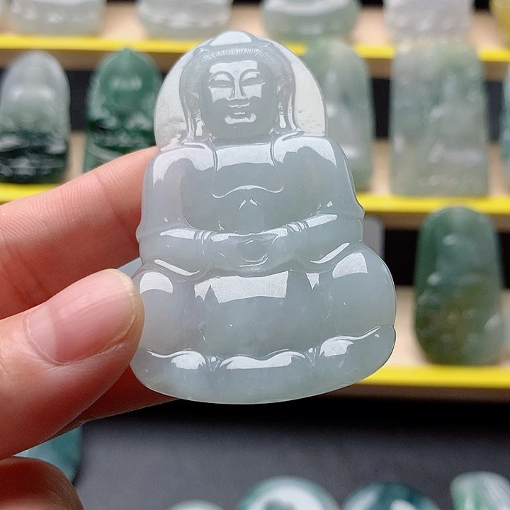 翡翠未镶嵌吊坠(不含链)正装观音