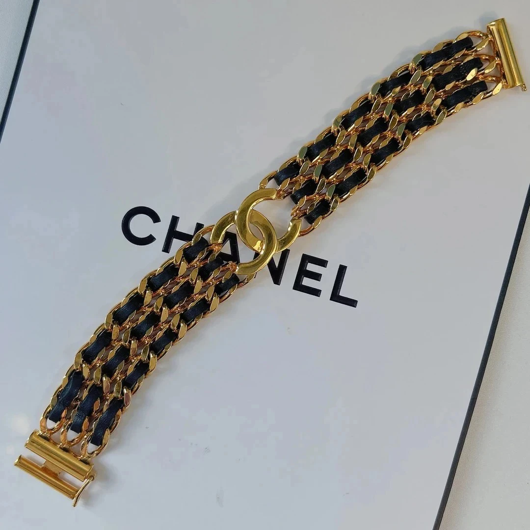 95新 Chanel/香奈儿 Chanel vintage香奈儿中古皮穿手链