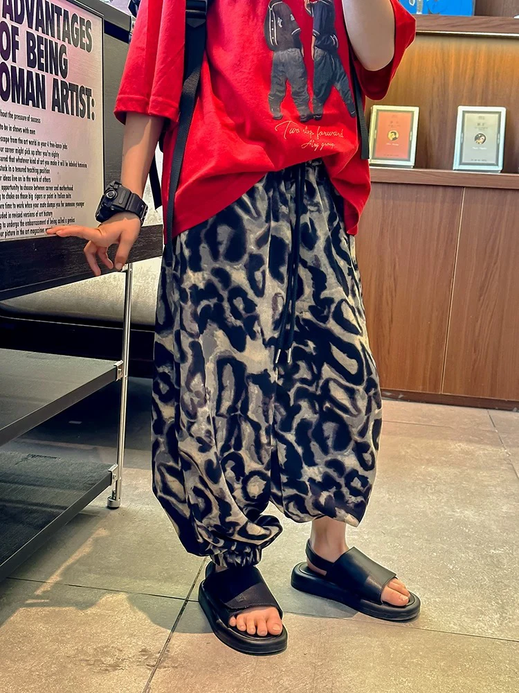 1235潮流时尚豹纹裤休闲裤男女童夏款