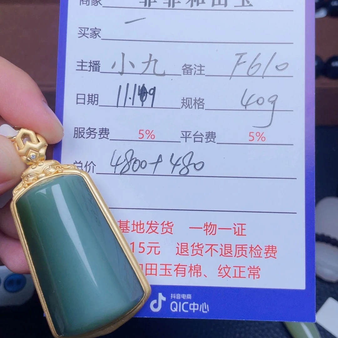 颈饰银S925镶嵌和田玉一****行