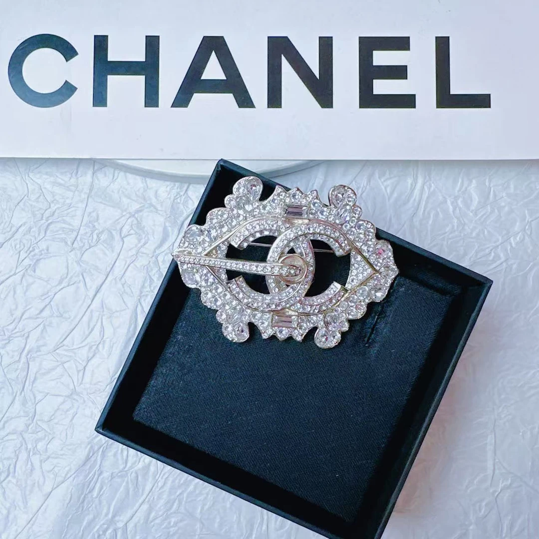 95新 Chanel/香奈儿 柚礼中古香奈儿大都会满钻双C胸针CG503102