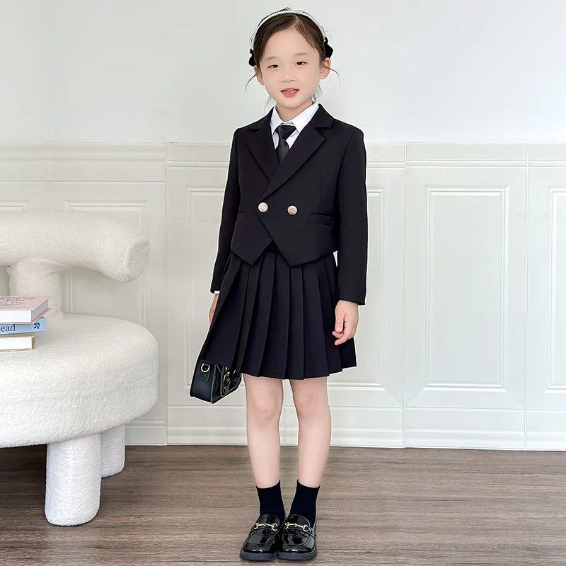 学院风女童西装休闲制服套装洋气韩版女孩走秀礼服春秋款女生西服