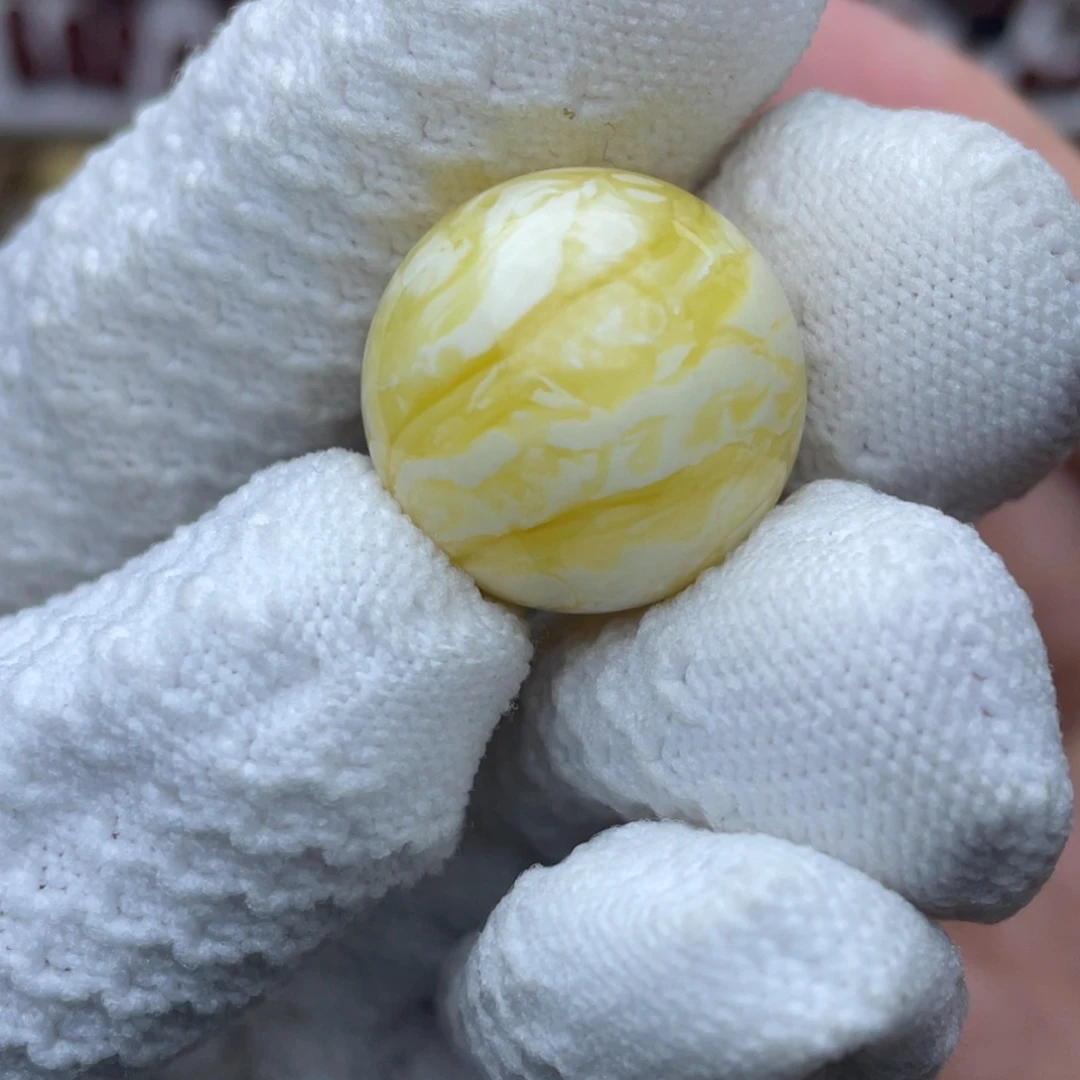 未镶嵌琥珀裸石金橘虎皮纹蜜蜡圆珠21.3mm