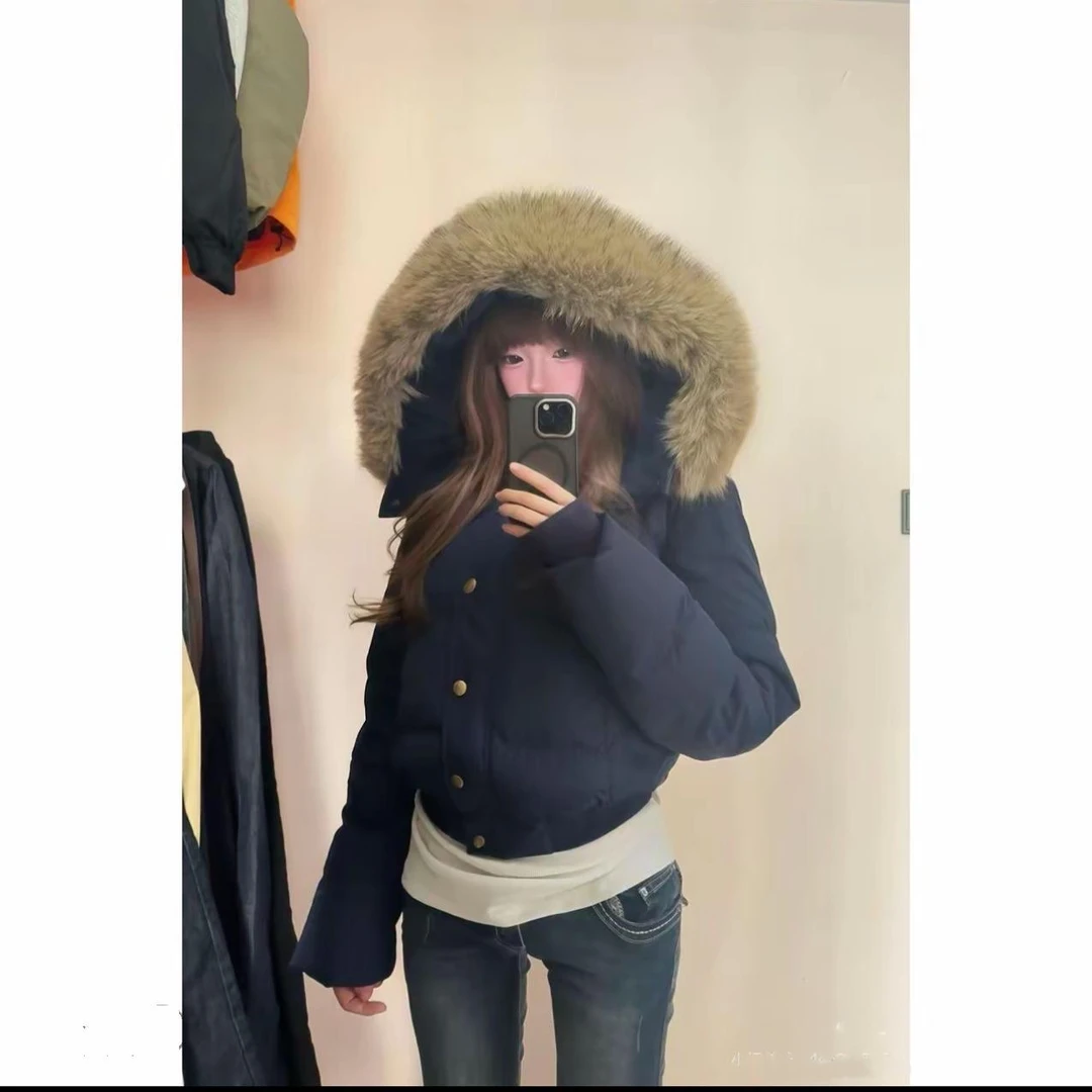 【内里加绒】小个子韩系大毛领显瘦棉衣外套短款夹棉设计感连帽棉服