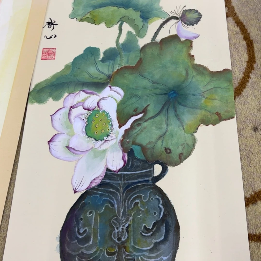 国画卡纸花鸟作品童