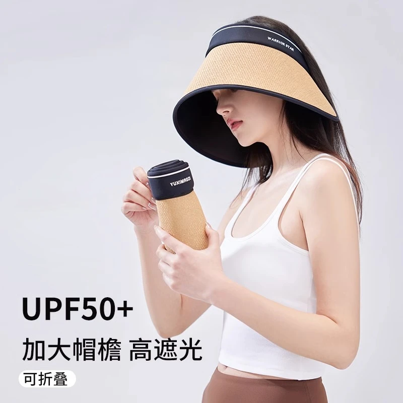 P84007AH大帽檐空顶防晒帽女款2025新款夏季女遮阳帽遮脸太阳帽