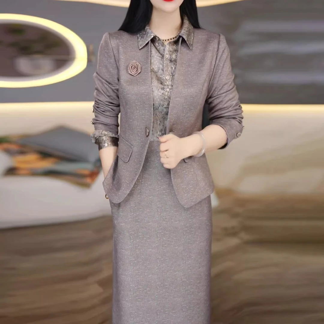 拉夏贝尔小香风套装后妈裙2025新款春秋爆款气质减龄高级感两件套