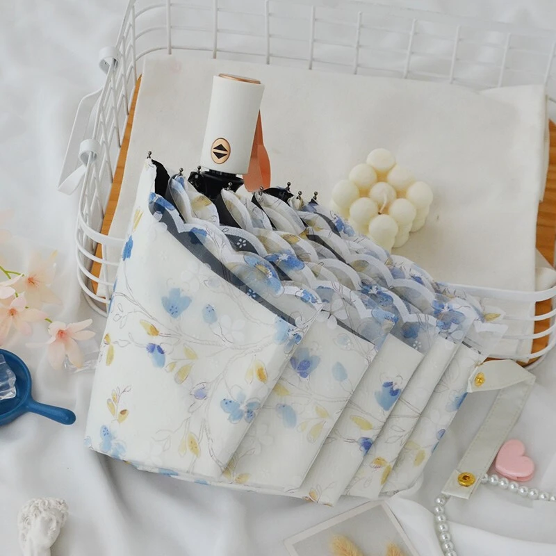 全自动伞网纱太阳伞雨伞双层防紫外线晴雨两用遮阳伞三折叠