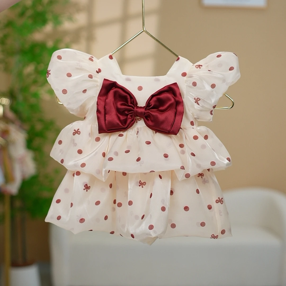 周岁礼服公主裙甜美新款儿童波点蓬蓬裙生日宴会满月百天服蝴蝶结