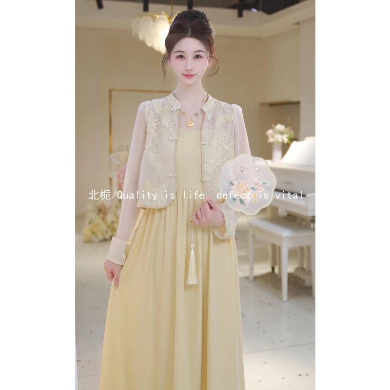 【北栀】【与凤行】仙气国风凤凰刺绣外套+吊带裙两件套812385