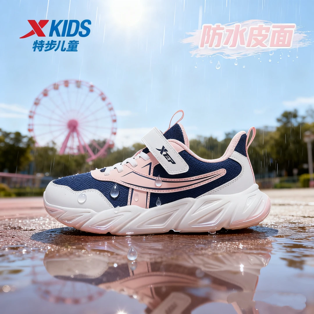 【皮面单鞋】冬季新款防水跑鞋男女童轻便软底运动鞋9753