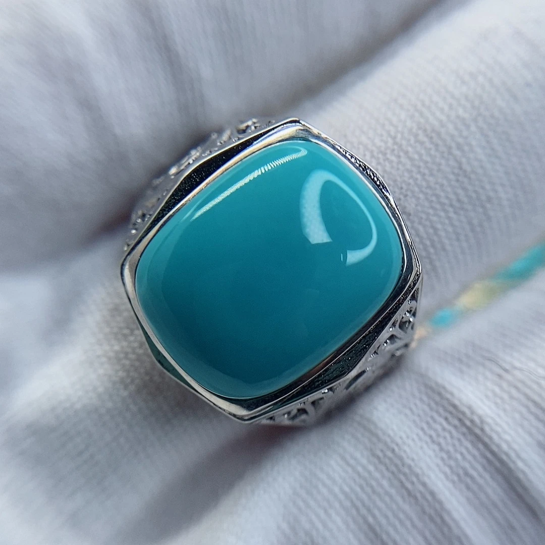 绿松石银S925镶嵌戒指