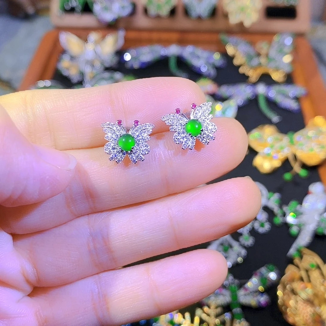 吊坠(不含链)银S925镶嵌翡翠