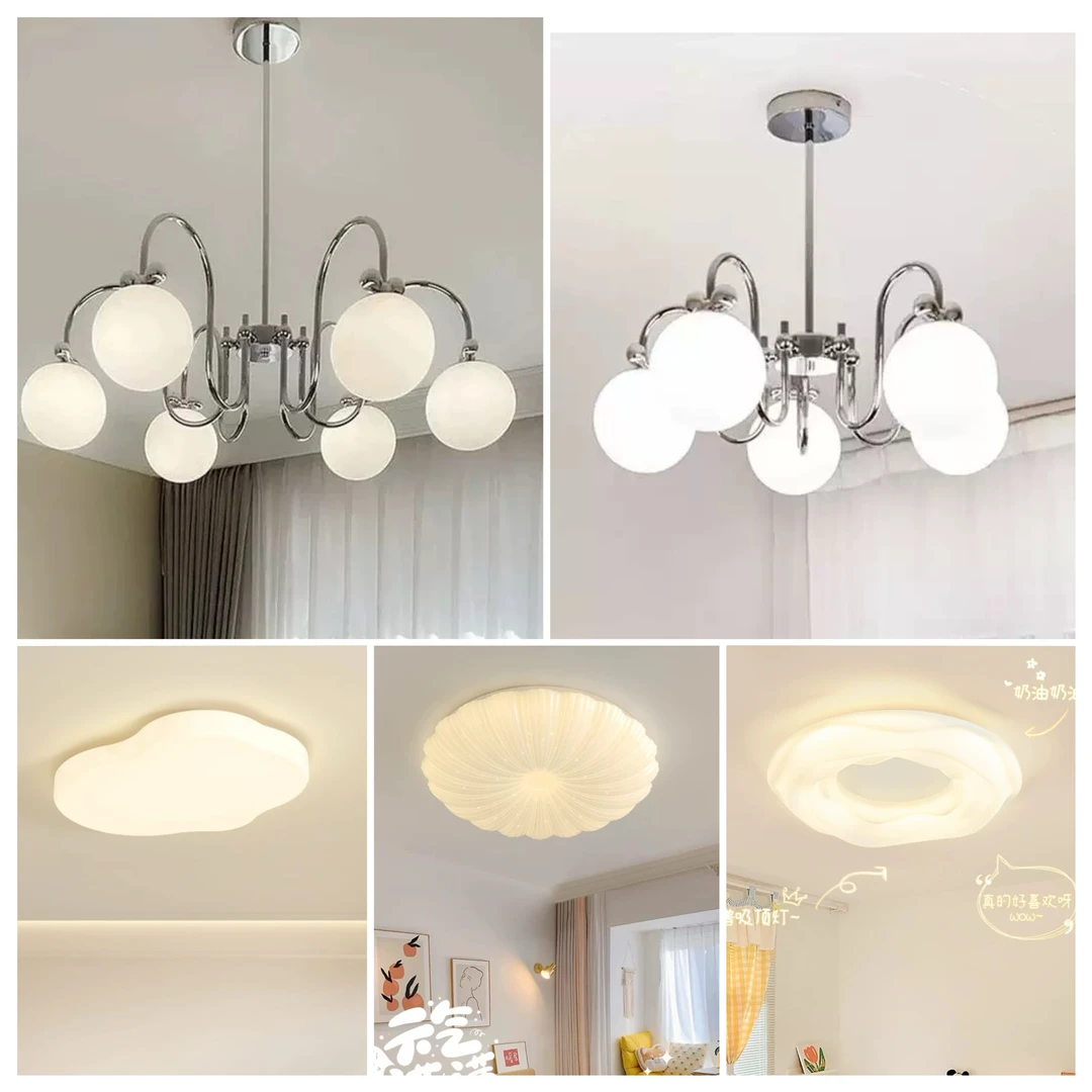 法式客厅吊灯奶油魔豆灯中古包豪斯北欧创意米奇蝴蝶结餐厅卧室灯