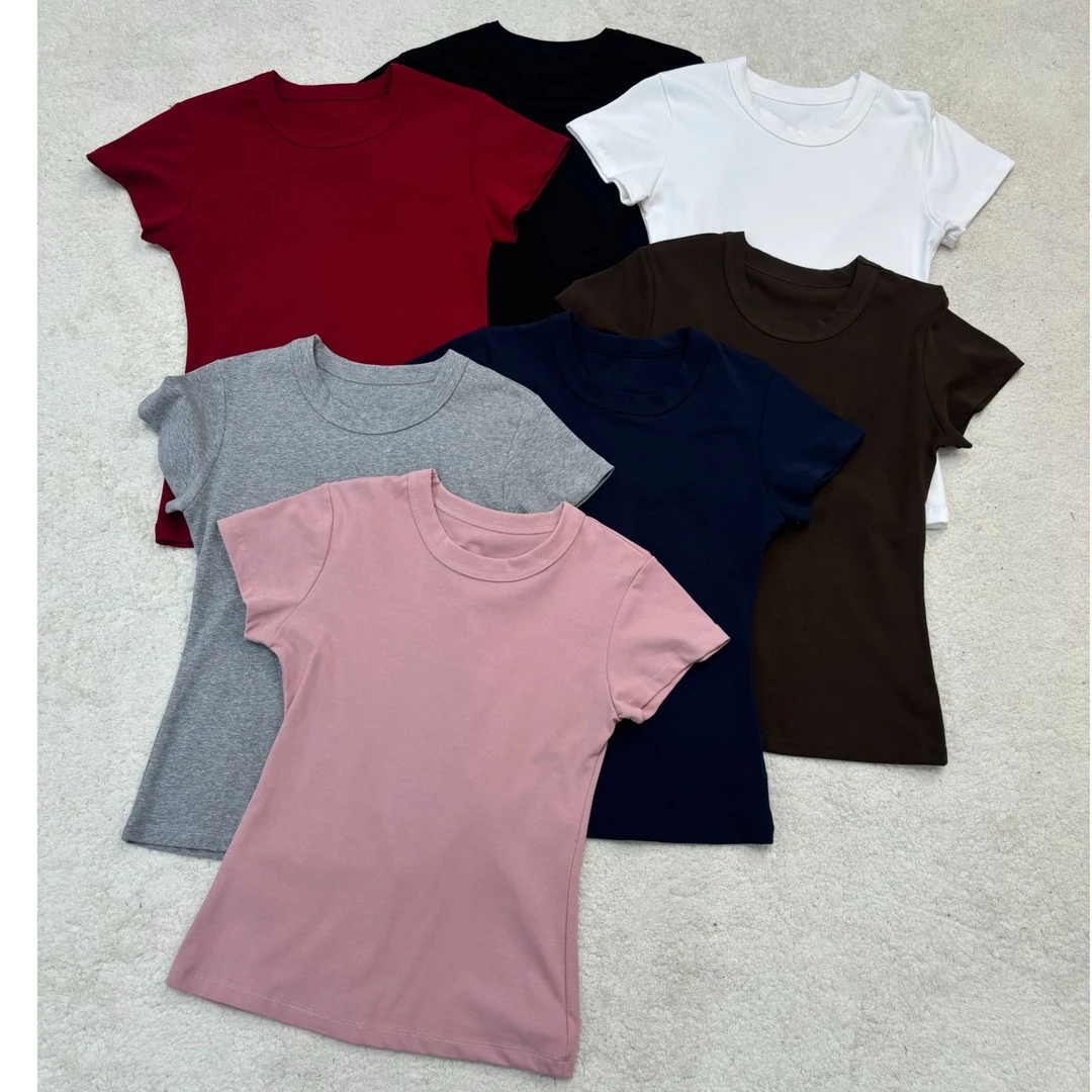 春款上新圆领正肩显瘦百搭T恤25062