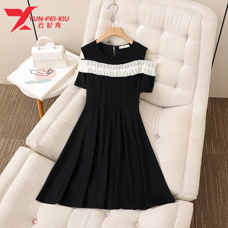 云妃秀大码女装连衣裙时尚休闲胖mm宽松显瘦遮肚日常百搭夏87032