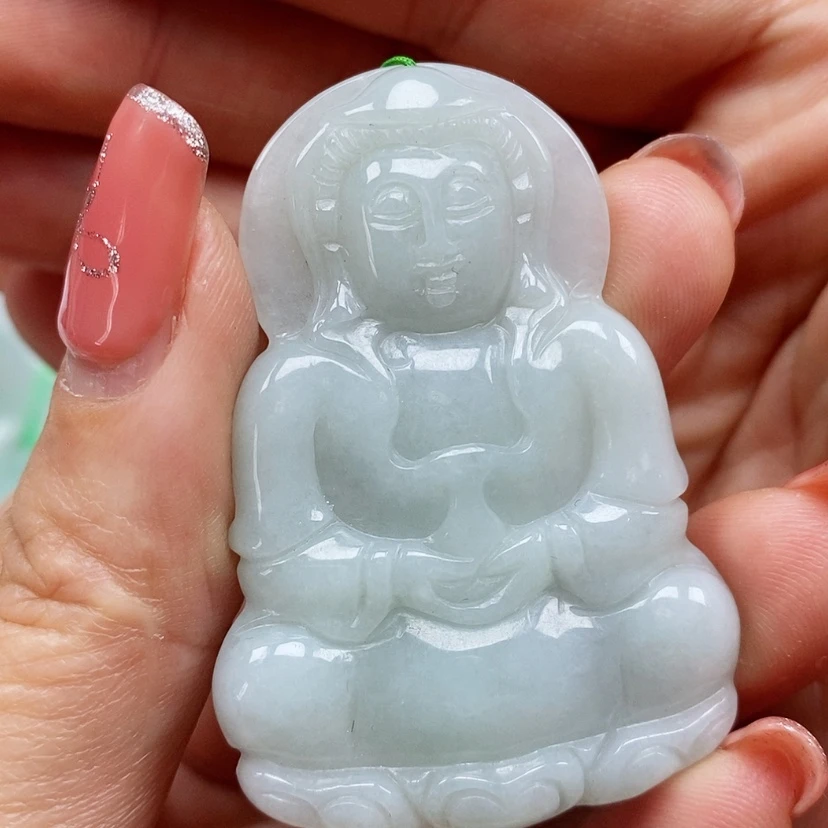 【闪购商品】翡翠颈饰未镶嵌天然翡翠A货观音