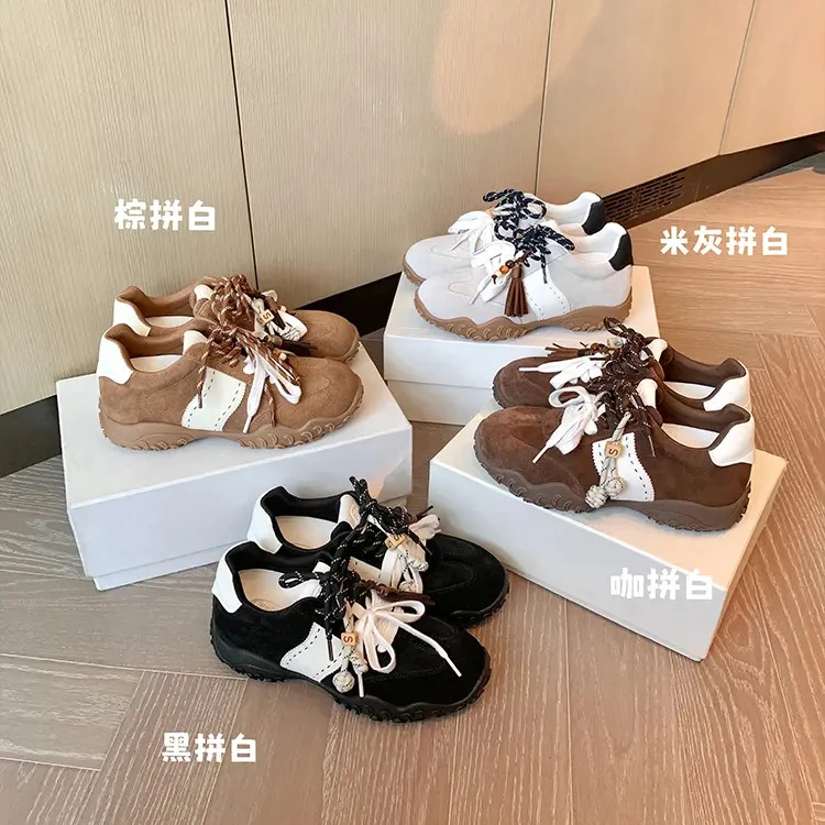 苏茵茵~8cm内增高月牙厚底鸳鸯鞋带运动休闲鞋女德训鞋E5119001