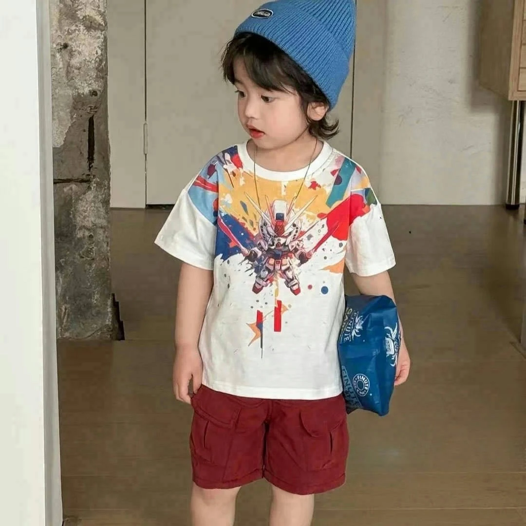 彩绘涂鸦机器 儿童春夏新款短袖T恤 25304