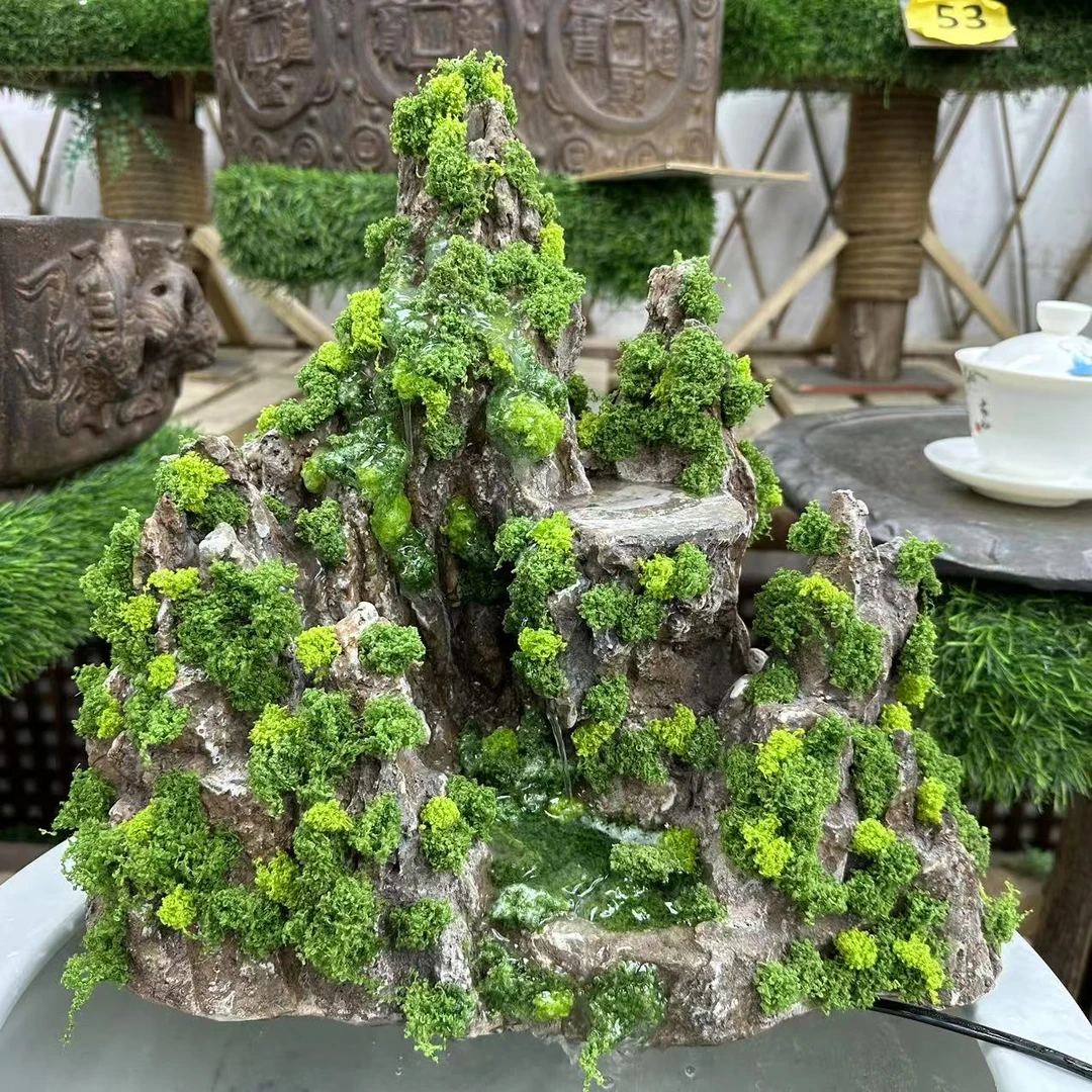 中国风禅意桌面庭院流水盆假山流水造型瀑布流水盆花盆