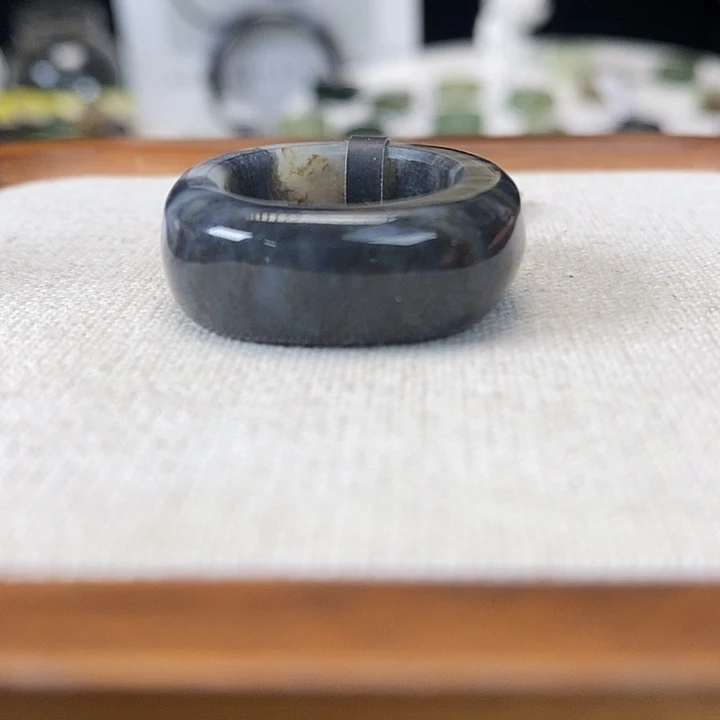 和田玉（糖玉）未镶嵌戒指Z49 青花方圆 17.1