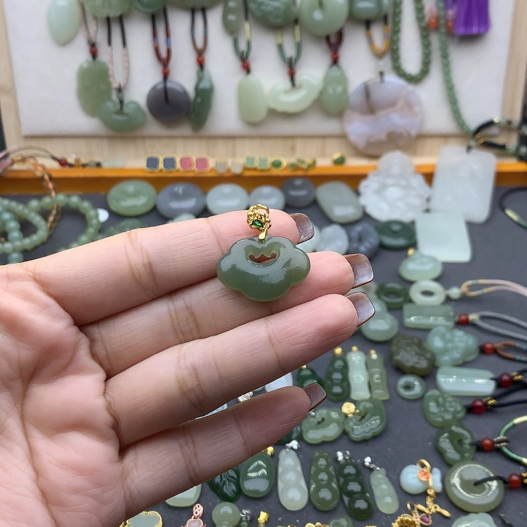 和田玉吊坠(不含链)银S925镶嵌