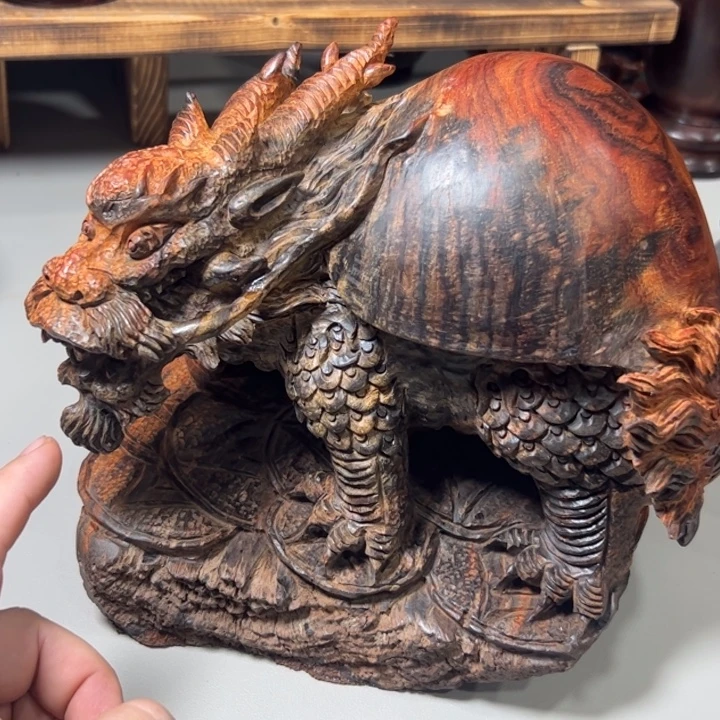 松***涛木大红酸枝木原木龙龟摆件