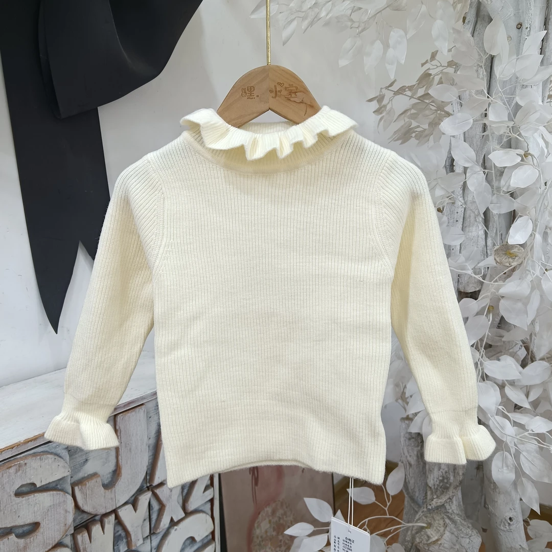 P124米色女童毛衣童装