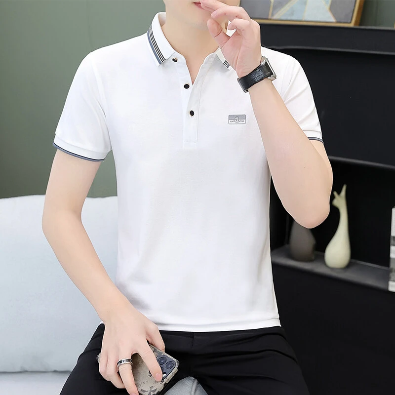 高档男士夏季休闲短袖商务Polo衫T恤时尚潮流百搭品质上衣T88737