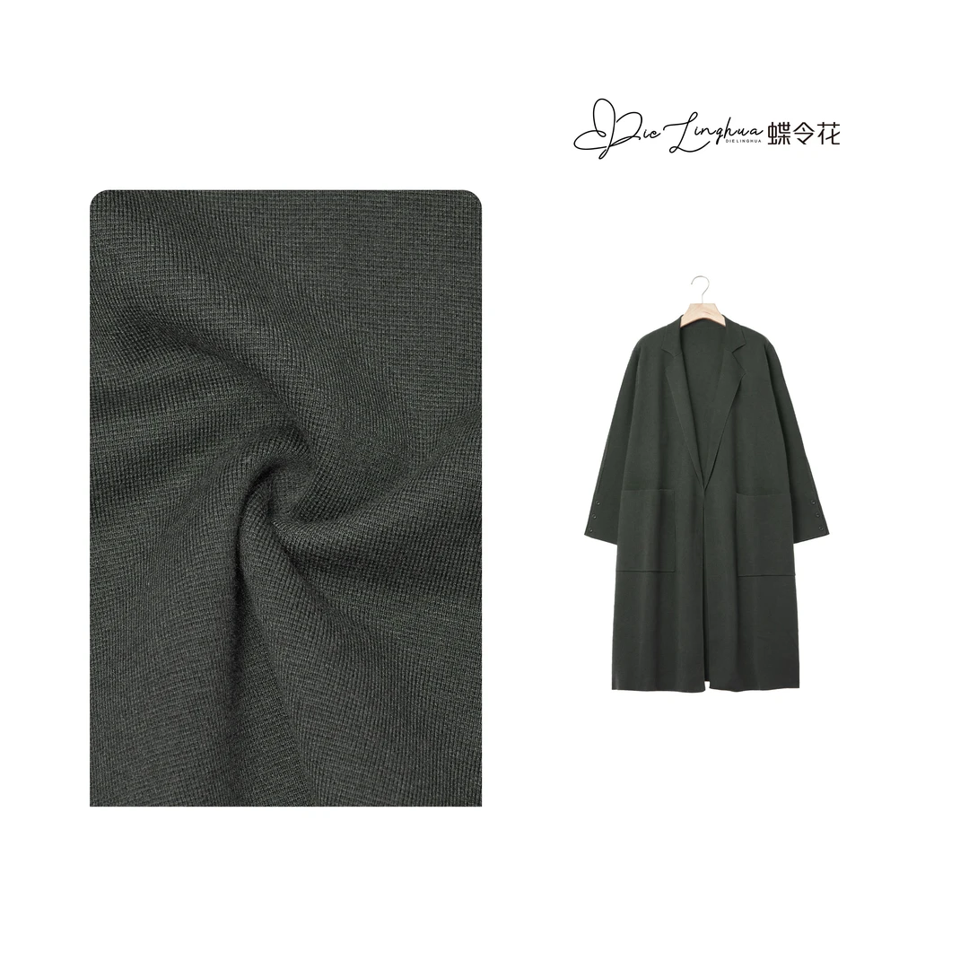 蝶令花秋季垂感休闲羊绒时尚宽松气质通勤针织长款外套H-24633