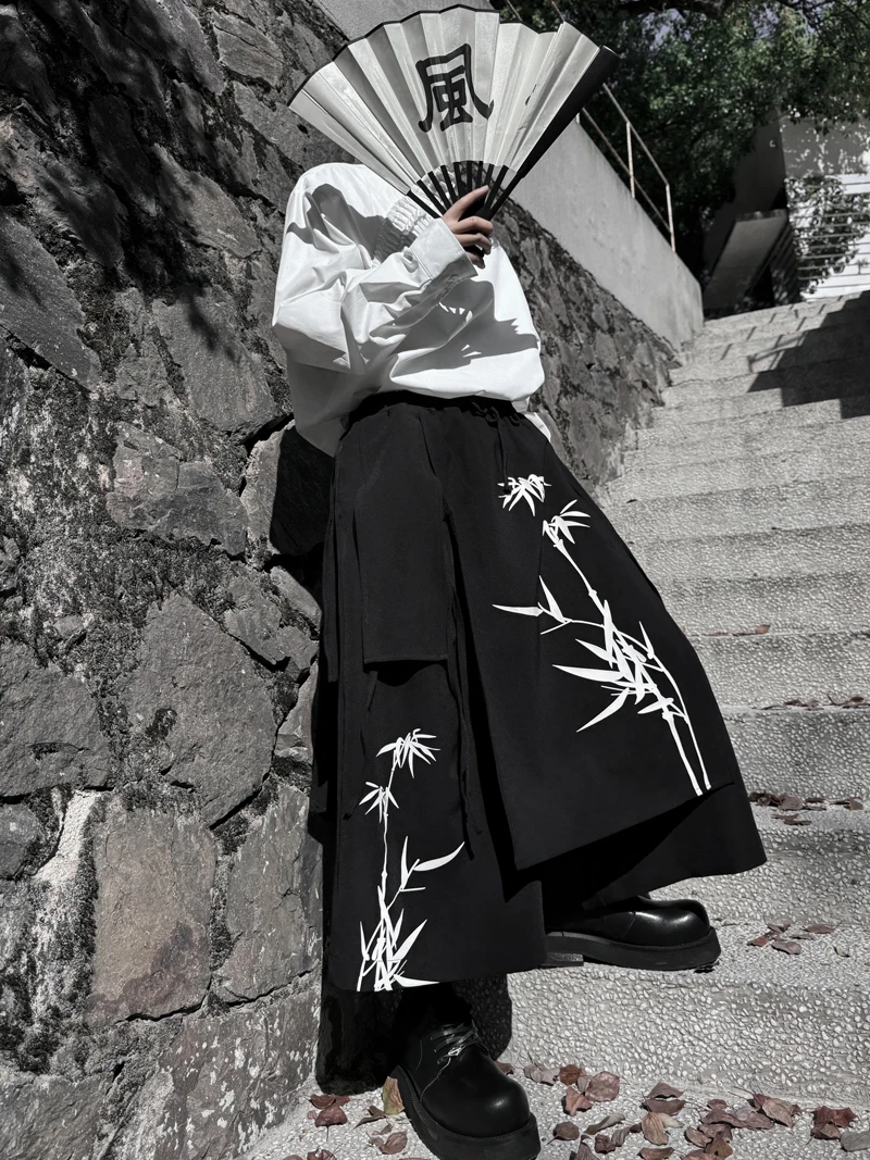 H2126新中式印花裙裤时尚潮流穿搭造型设计休闲裤